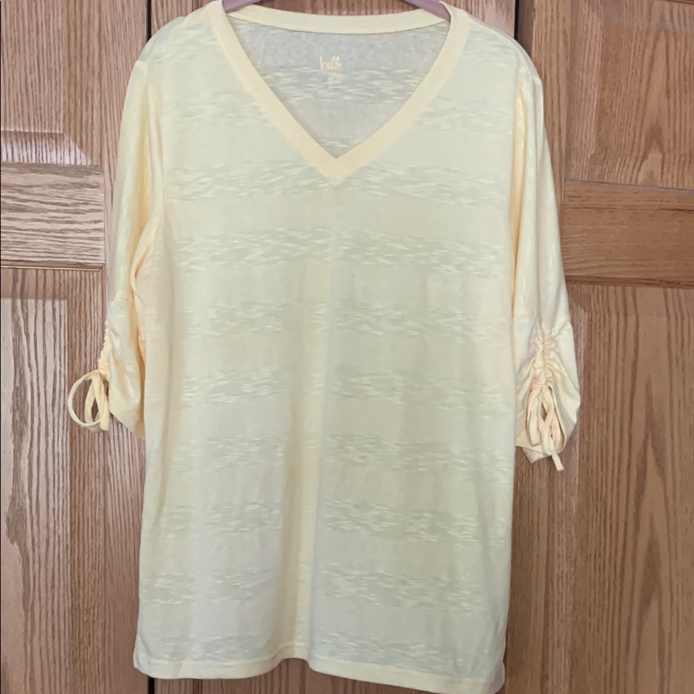 Belle by Kim Gravel Soft Yellow V-Neck Blouse